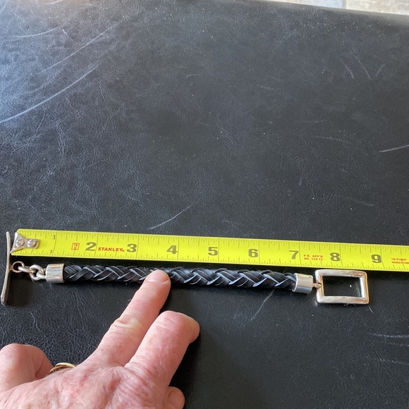 Unisex Robert Lee Morris RLM Sterling Silver and Black Braided Leather Bracelet - Picture 3 of 8